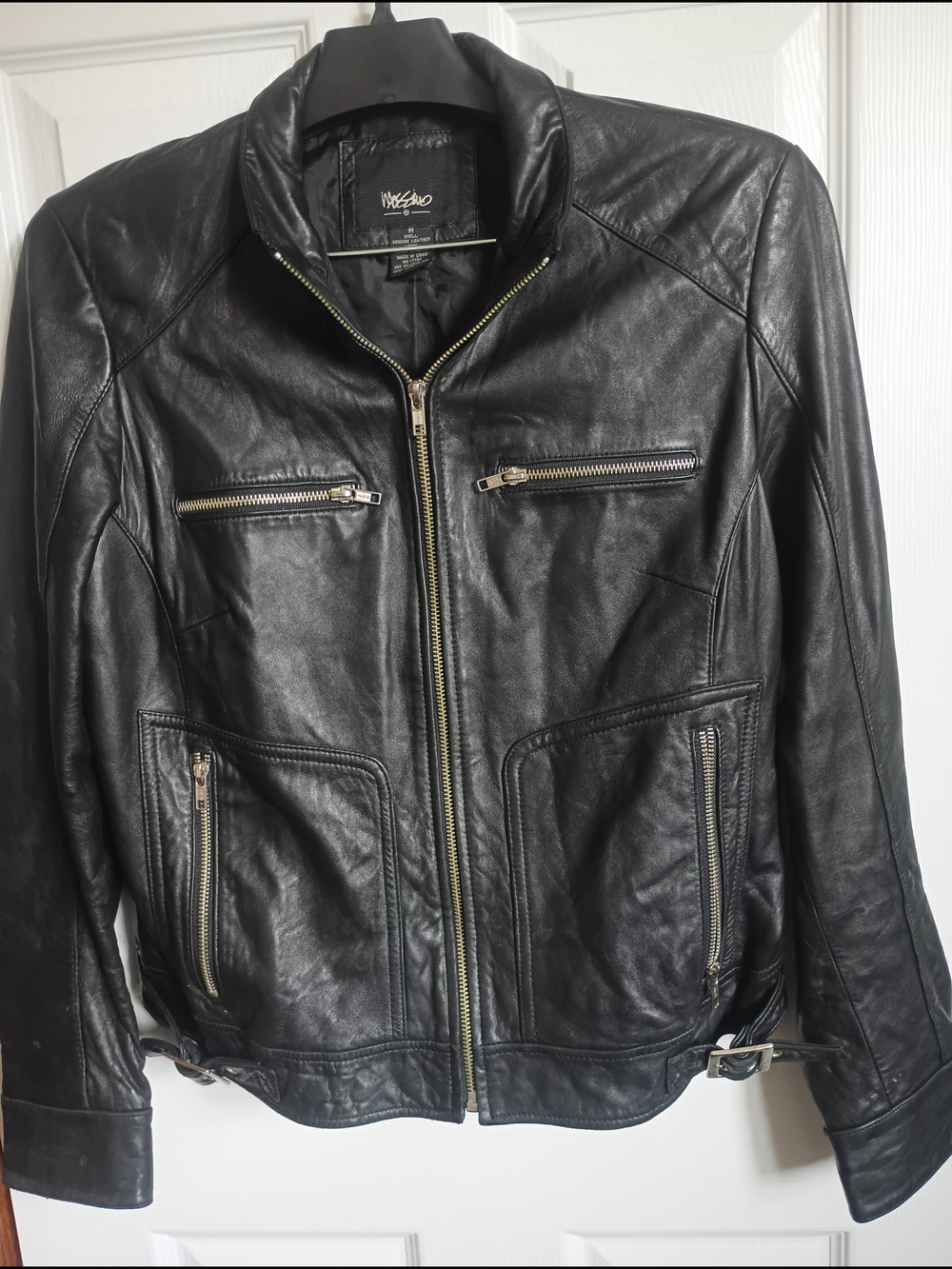 Mossimo Supply Co. Black Leather Bomber Jacket